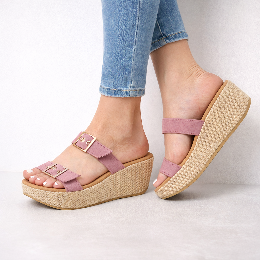 Sandalias de Gamuza con Plataforma Trenzada — Modelo Vienna