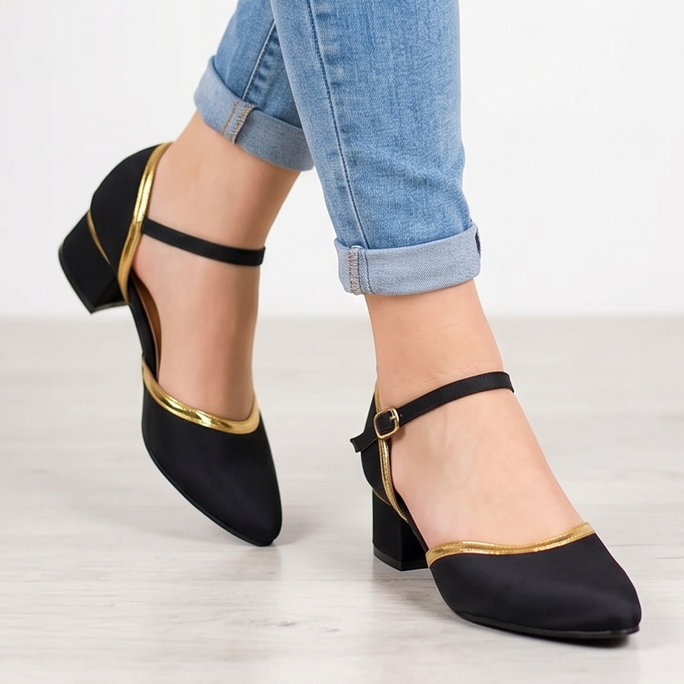 Zapatos de Tacón Cuadrado con Faja — Modelo Rita