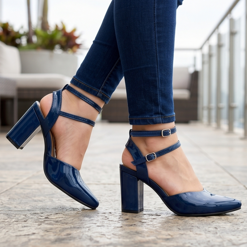 Sandalias Charol con Doble Correa — Modelo Aria