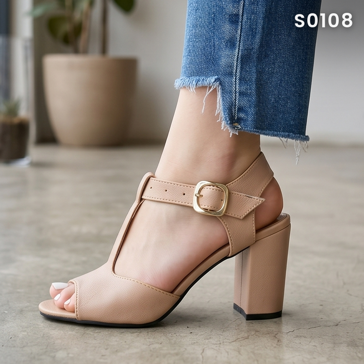 Sandalias de Hebilla con Tacón Grueso — Modelo Sara