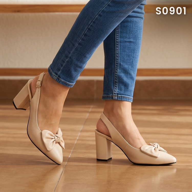 Tacón Destalonado con Lazo — Modelo Mirna