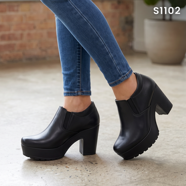 Botines de Plataforma con Tacón Grueso — Modelo Laguna