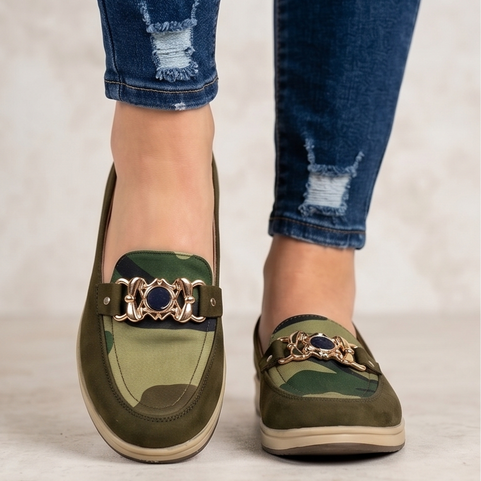 Mocasines Camuflados con Hebilla — Modelo Rosalia