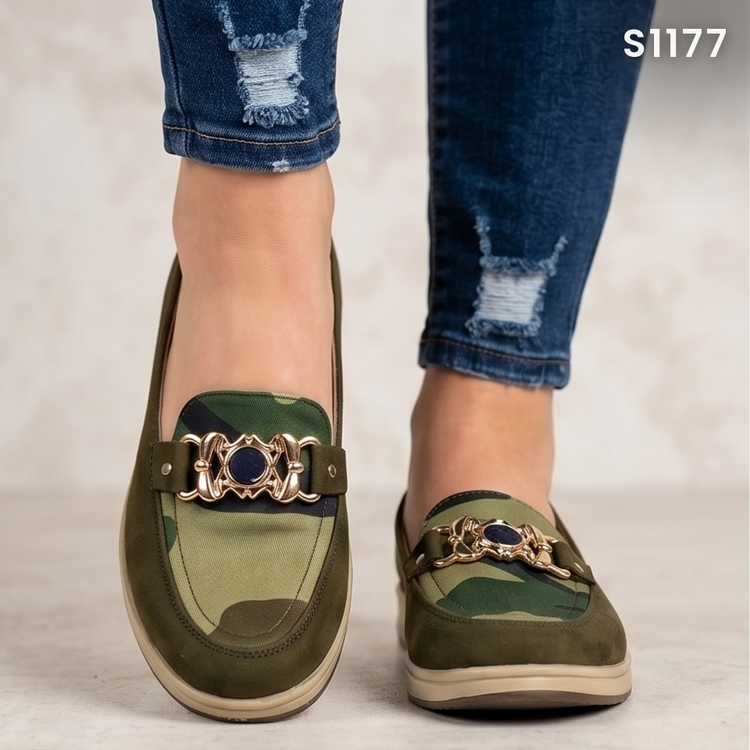 Mocasines Camuflados con Hebilla — Modelo Rosalia
