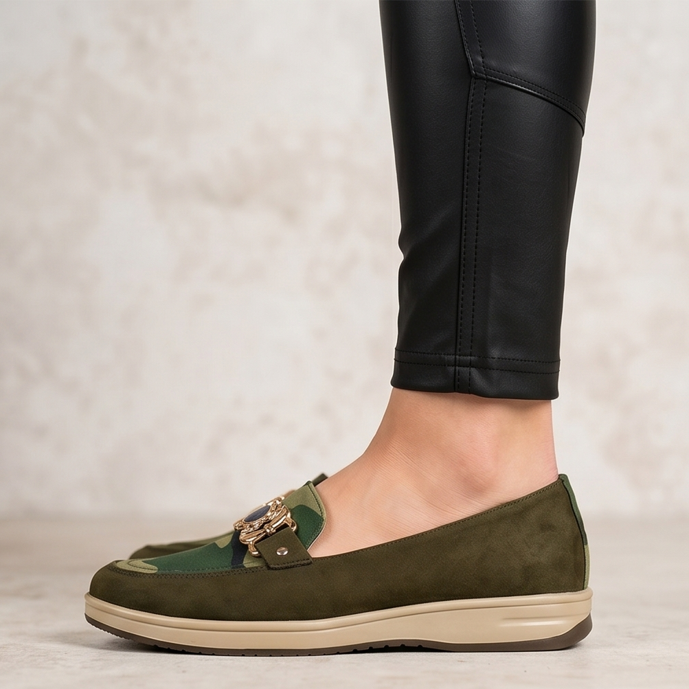 Mocasines Camuflados con Hebilla — Modelo Rosalia
