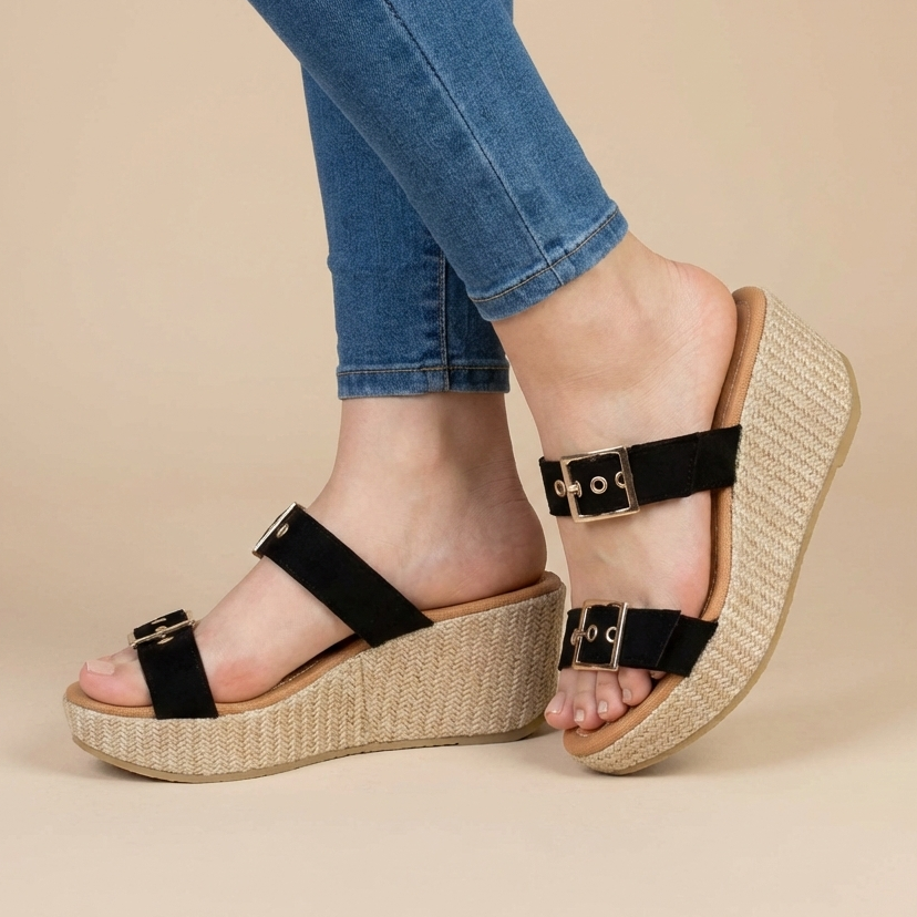 Sandalias de Gamuza con Plataforma Trenzada — Modelo Vienna