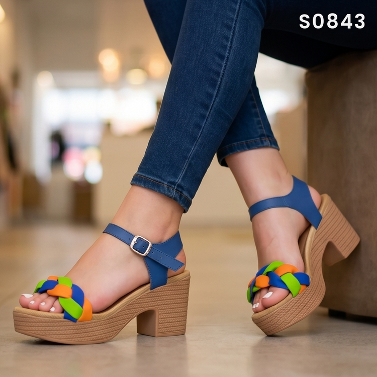 Sandalias de Faja Trenzada con Plataforma — Modelo Tessa