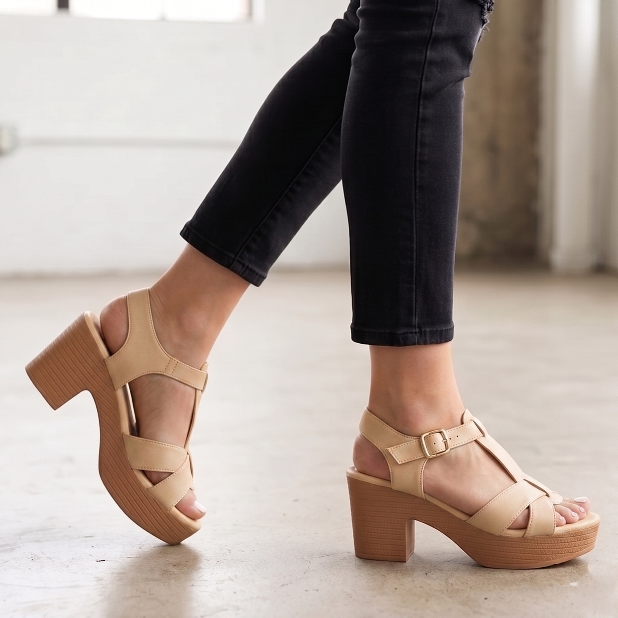 Sandalias de Tiras Cruzadas con Plataforma — Modelo Teresa