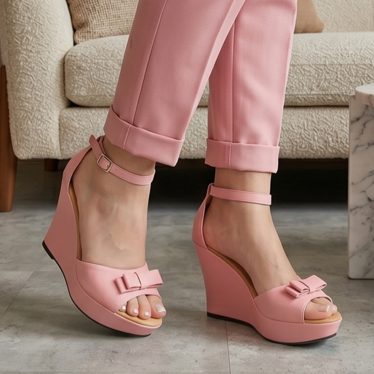 Sandalias de Plataforma con Moño — Modelo Yara