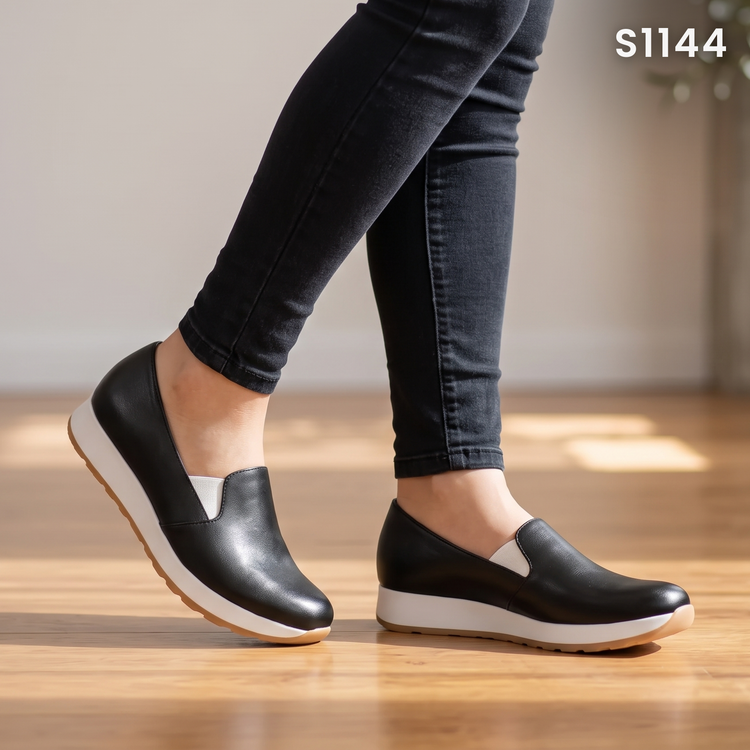 Mocasines de Cuerina con Plataforma — Modelo Milan