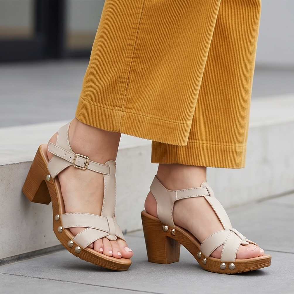 Sandalias de Tacón Alto con Remaches — Modelo Jael