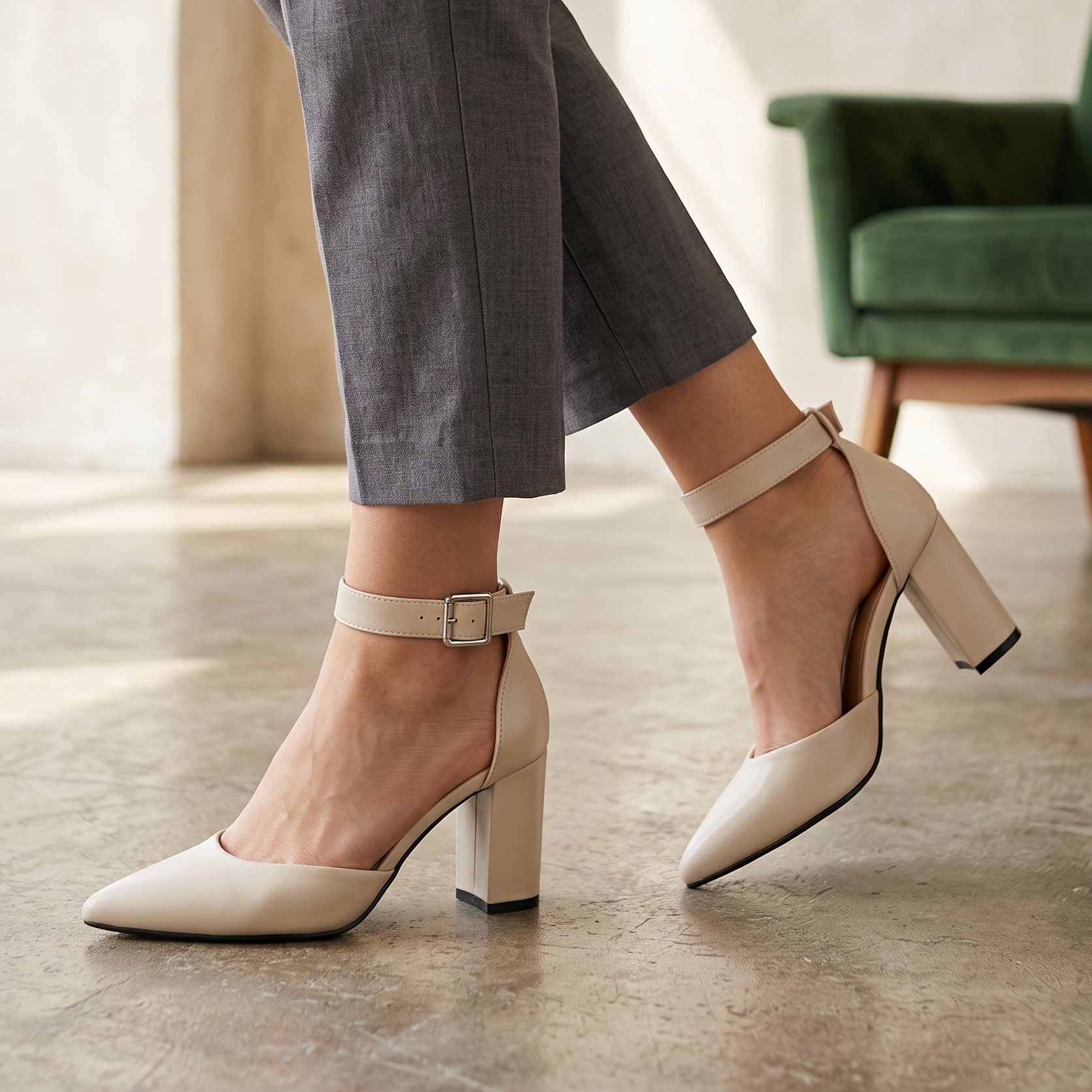 Tacones de Punta Fina con Pulsera — Modelo Soledad