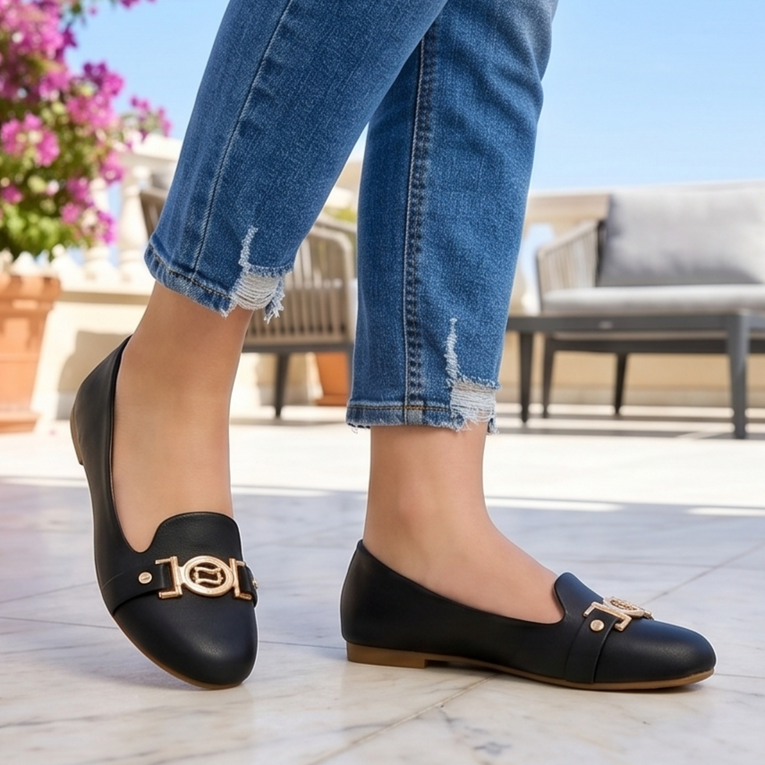 Baletas con Hebilla Metálica Decorativa — Modelo Talia
