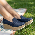 Mocasines de Tela Jean con Plataforma — Modelo Danae