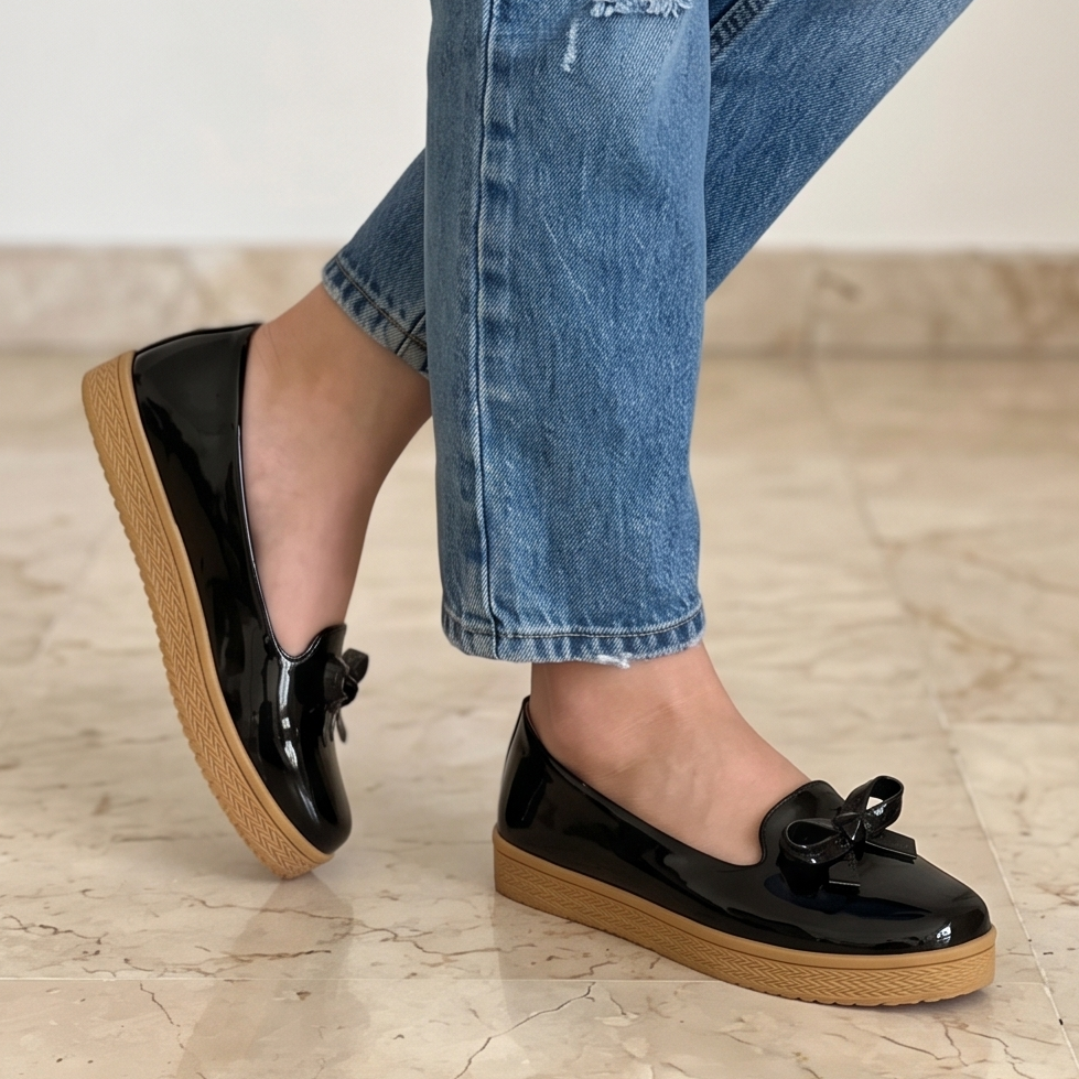 Baletas de Charol con Moño — Modelo Beatriz