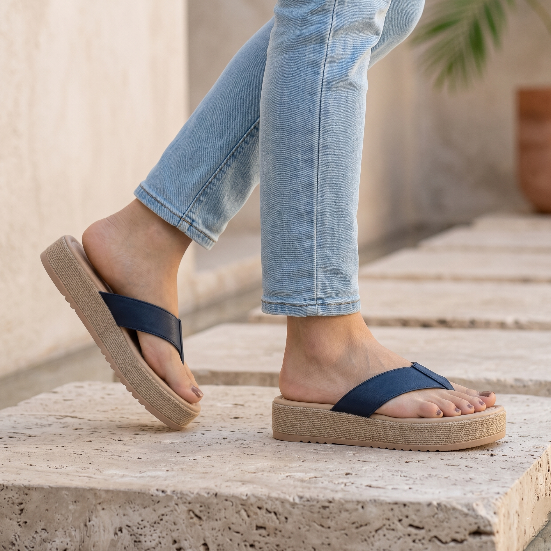 Sandalias de Plataforma con Faja Ancha — Modelo Genoveva