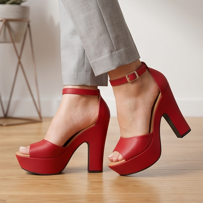 Sandalias con Plataforma y Tacón Grueso — Modelo Andrea