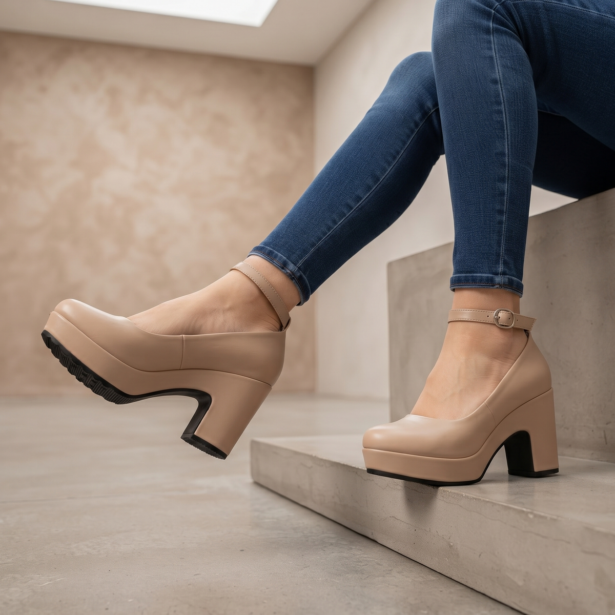 Zapatos de Plataforma con Correa al Tobillo — Modelo Ana Victoria