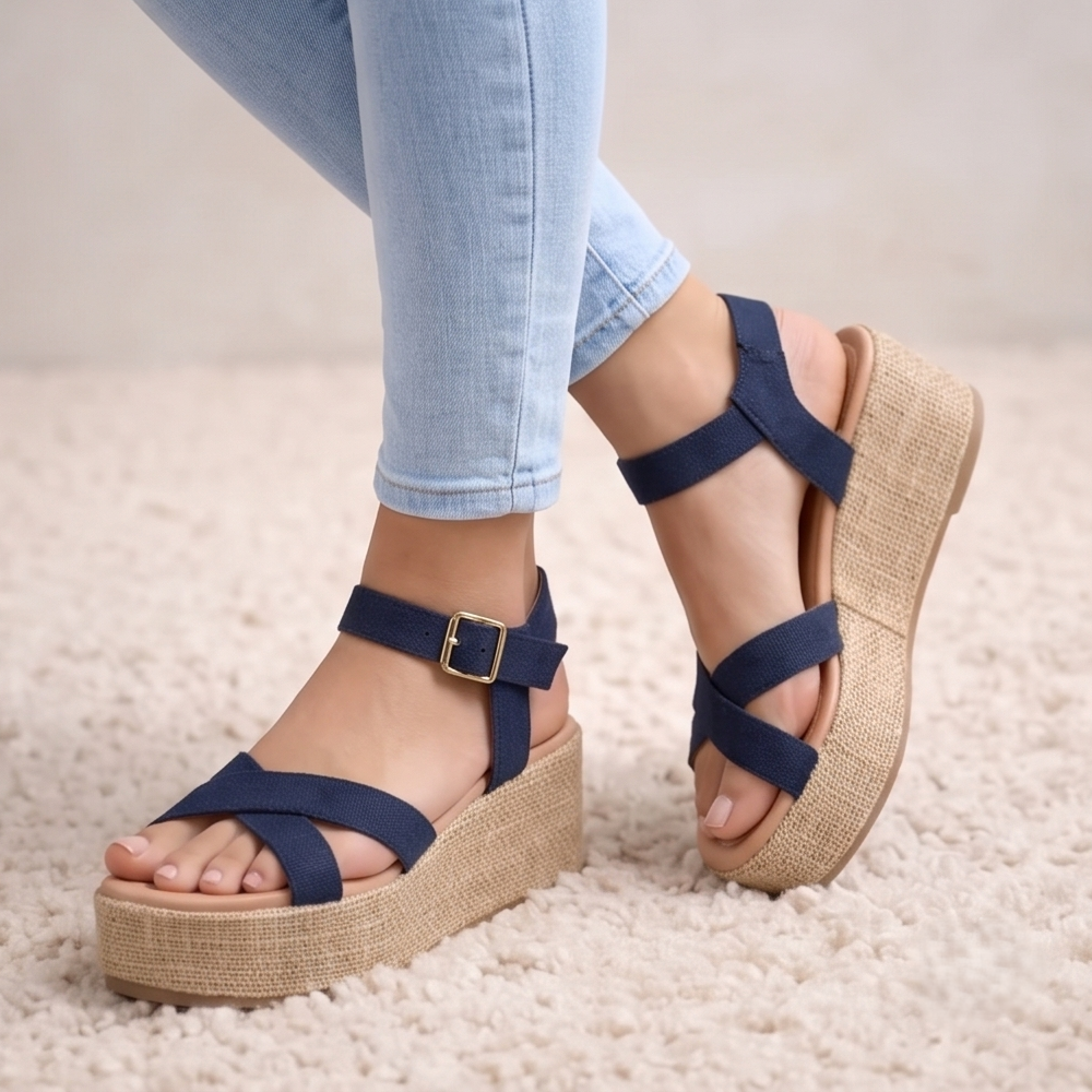 Sandalias de Plataforma Tiras Cruzadas — Modelo Edith