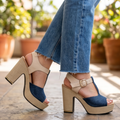 Sandalias de Tela Jean con Plataforma — Modelo Solana
