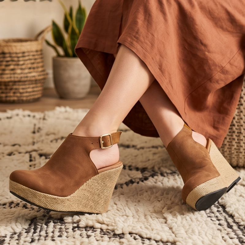 Botines de Gamuza con Cuña Plataforma — Modelo Aura