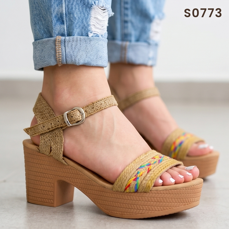 Sandalias de Yute con Plataforma — Modelo Naomi
