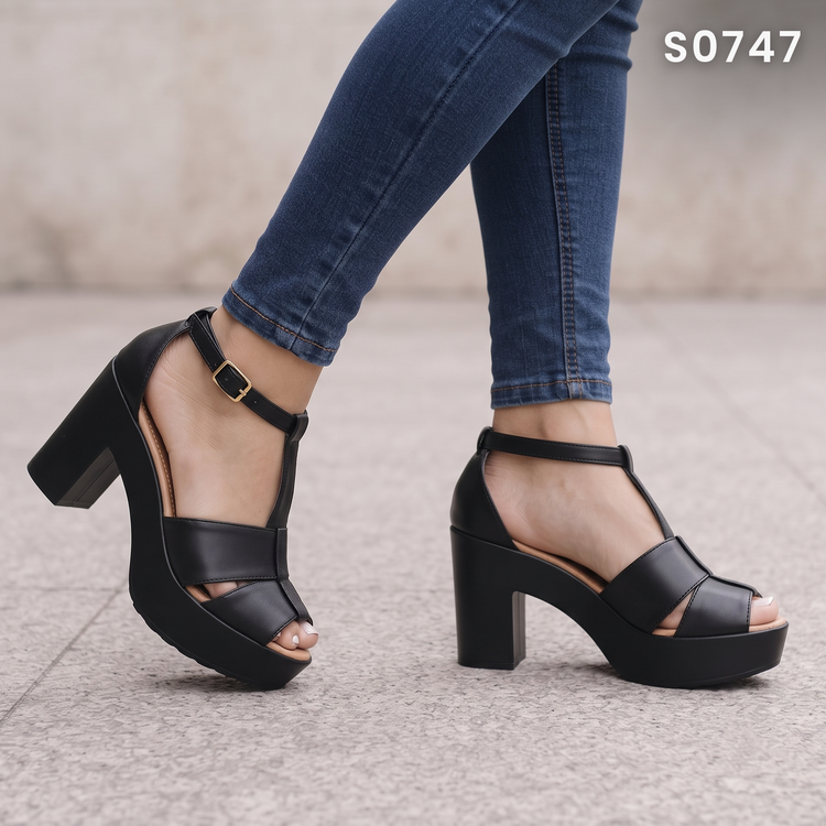 Sandalias T-Strap con Plataforma — Modelo Roxana