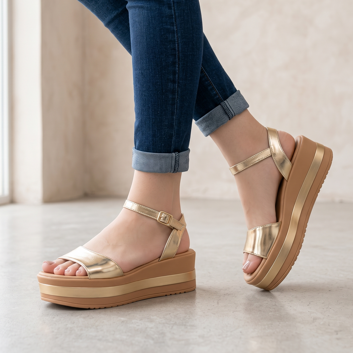 Sandalias de Plataforma con Hebilla — Modelo Rosalva