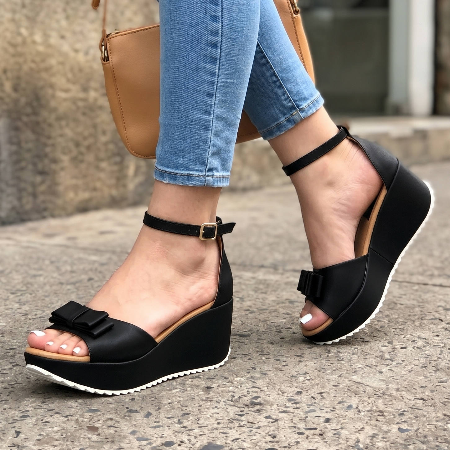 Sandalias de Plataforma con Moño — Modelo Ilse