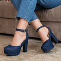 Zapatos de Tela Jean con Plataforma — Modelo Ana Maria