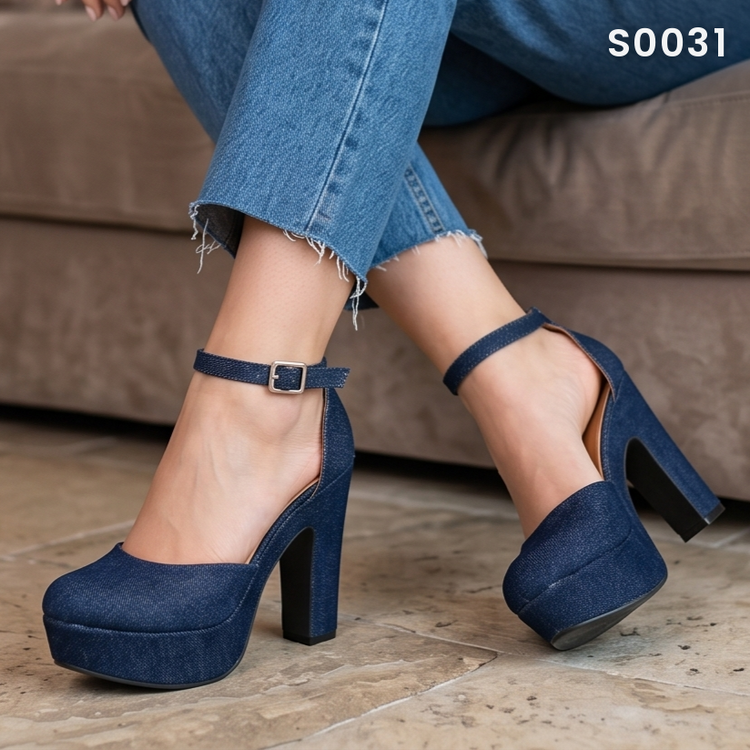 Zapatos de Tela Jean con Plataforma — Modelo Ana Maria
