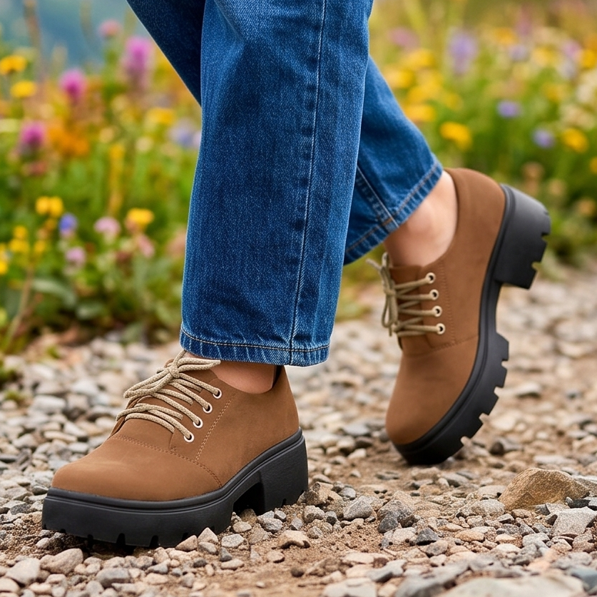 Zapatos de Gamuza con Cordones — Modelo Cecilia