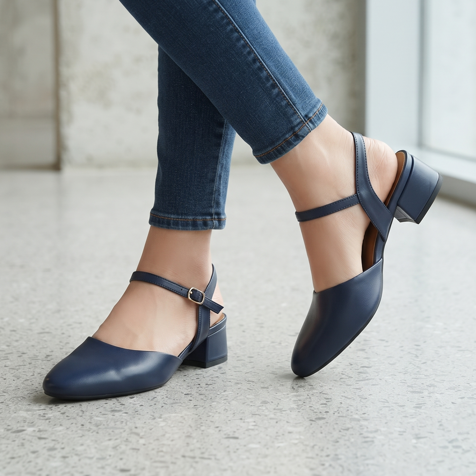Zapatos de Tacón Grueso con Correa — Modelo Palma