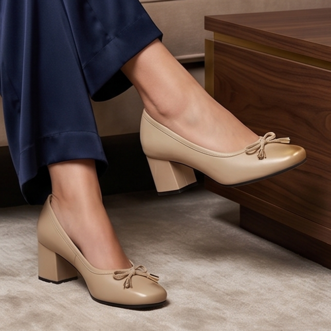 Zapatos con Moño y Dije Metalizado — Modelo Arlet