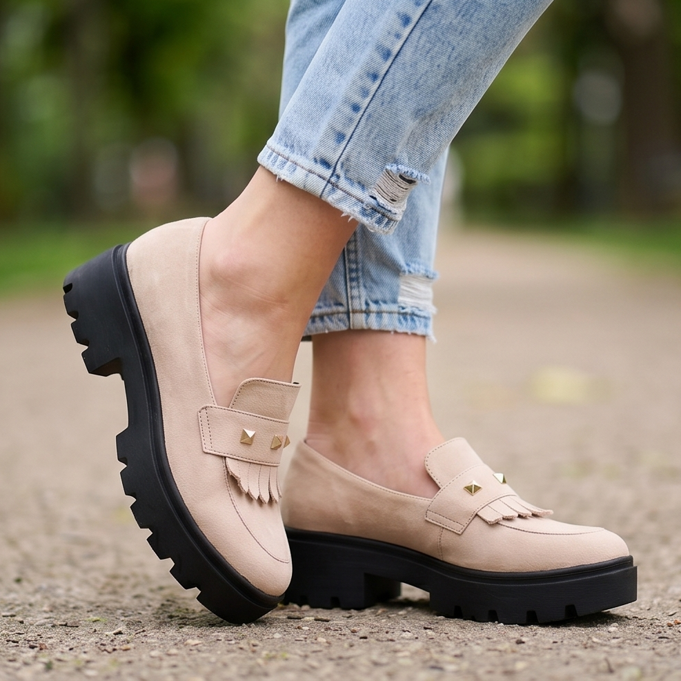 Mocasines con Flecos y Tachuelas — Modelo Sonia