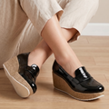 Mocasines de Charol con Plataforma Yute — Modelo Yamileth