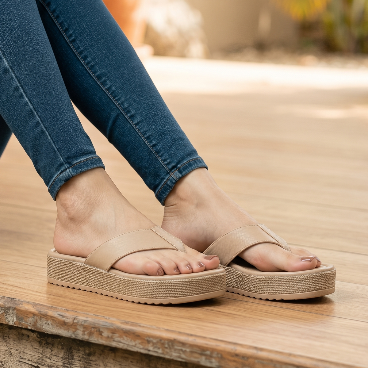 Sandalias de Plataforma con Faja Ancha — Modelo Genoveva