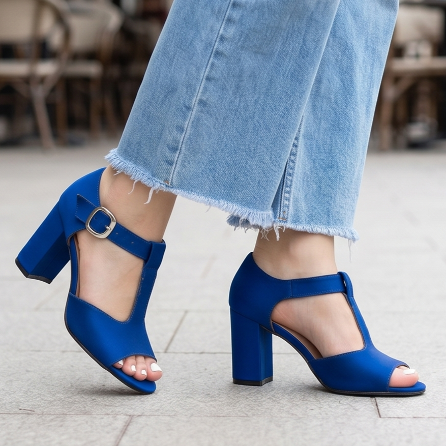 Sandalias de Hebilla con Tacón Grueso — Modelo Sara