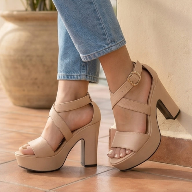 Sandalias de Gamuza con Fajas Cruzadas — Modelo Veronica