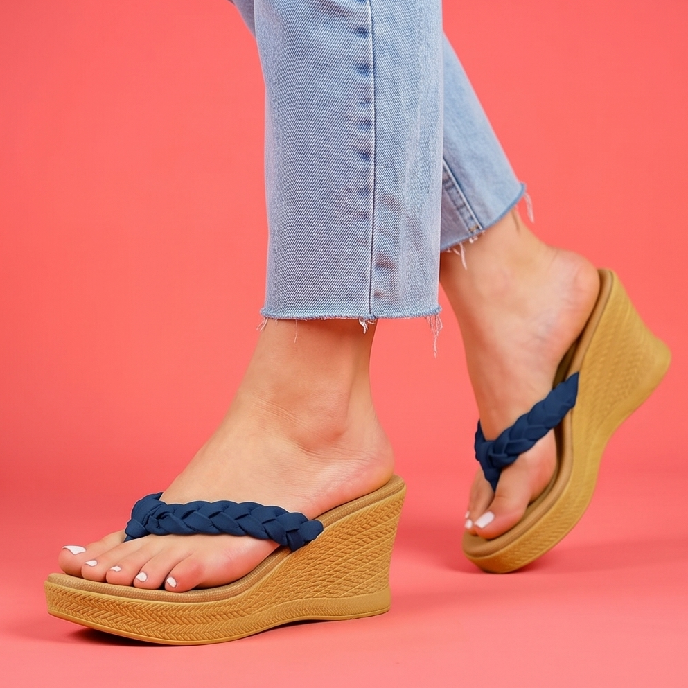 Sandalias de Tiras Trenzadas con Plataforma — Modelo Positano