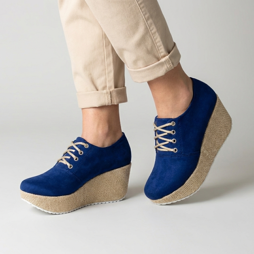 Zapatos de Gamuza con Plataforma Trenzada — Modelo Camelia