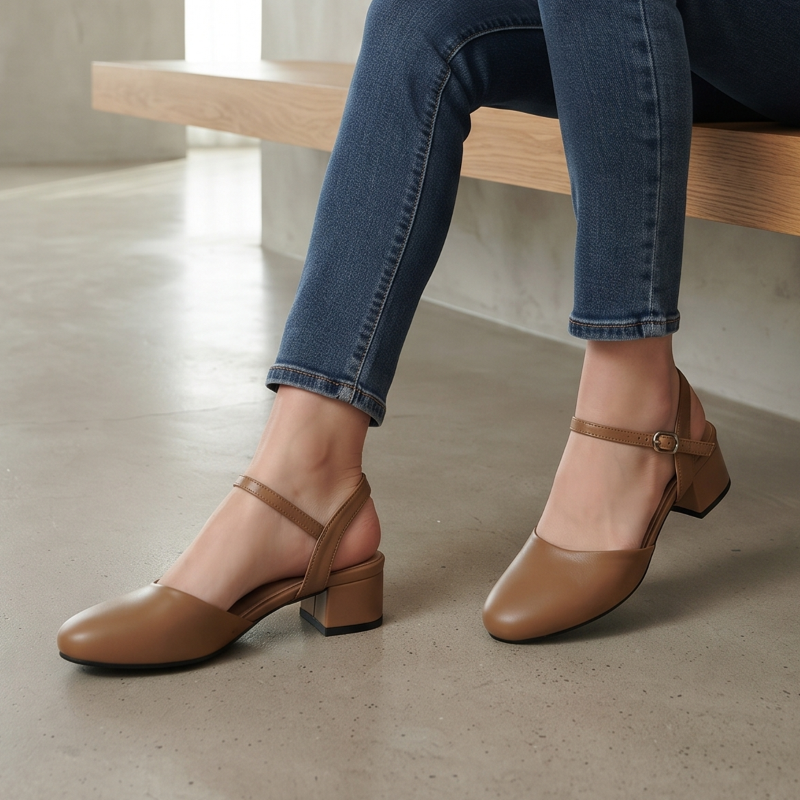 Zapatos de Tacón Grueso con Correa — Modelo Palma