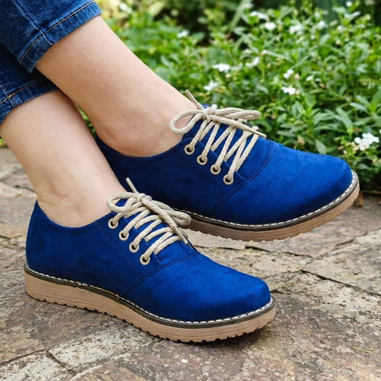 Zapatos Oxford de Gamuza con Cordones — Modelo Lyra