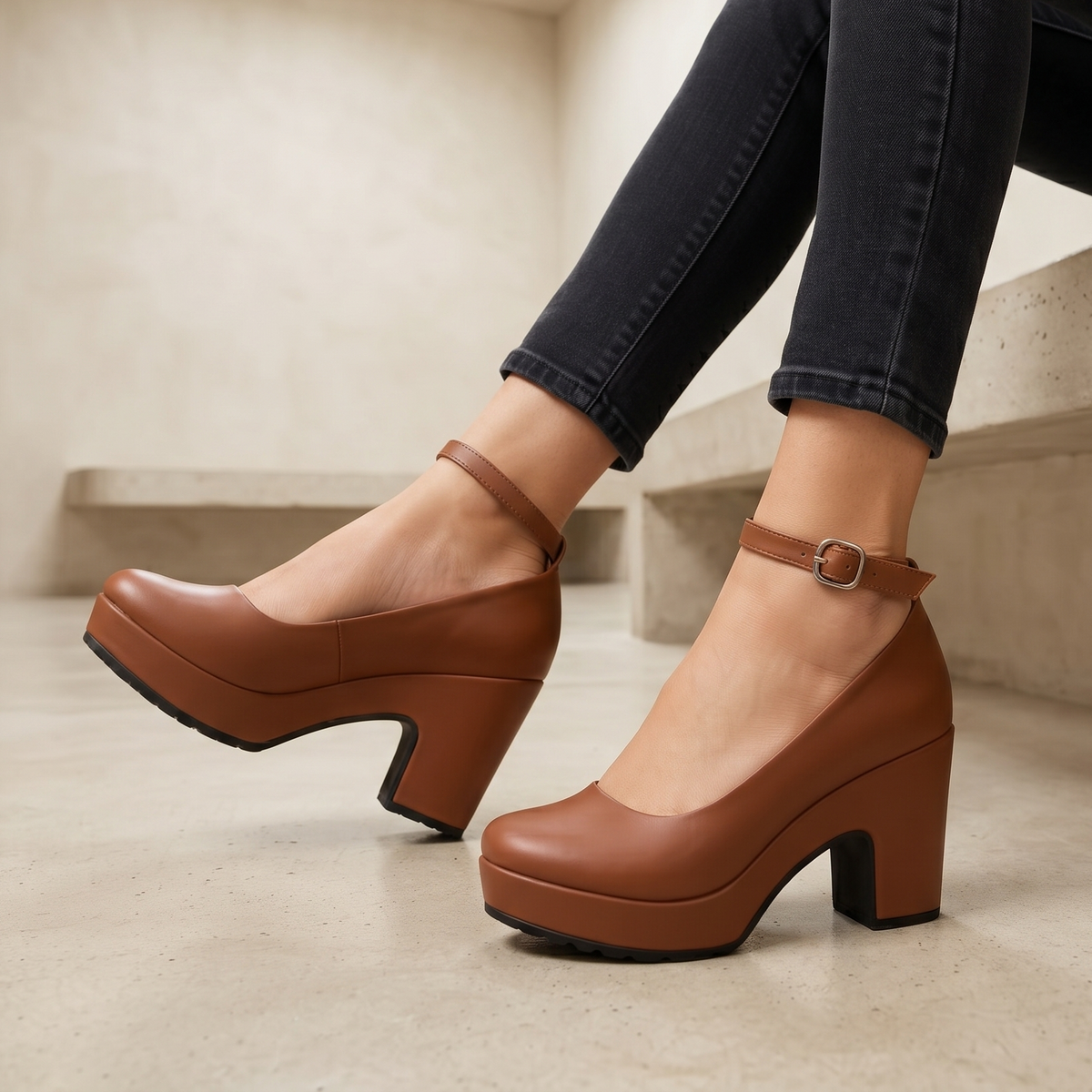 Zapatos de Plataforma con Correa al Tobillo — Modelo Ana Victoria