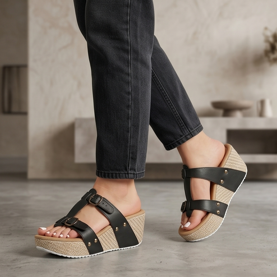 Sandalias de Plataforma con Doble Hebilla — Modelo Ofelia