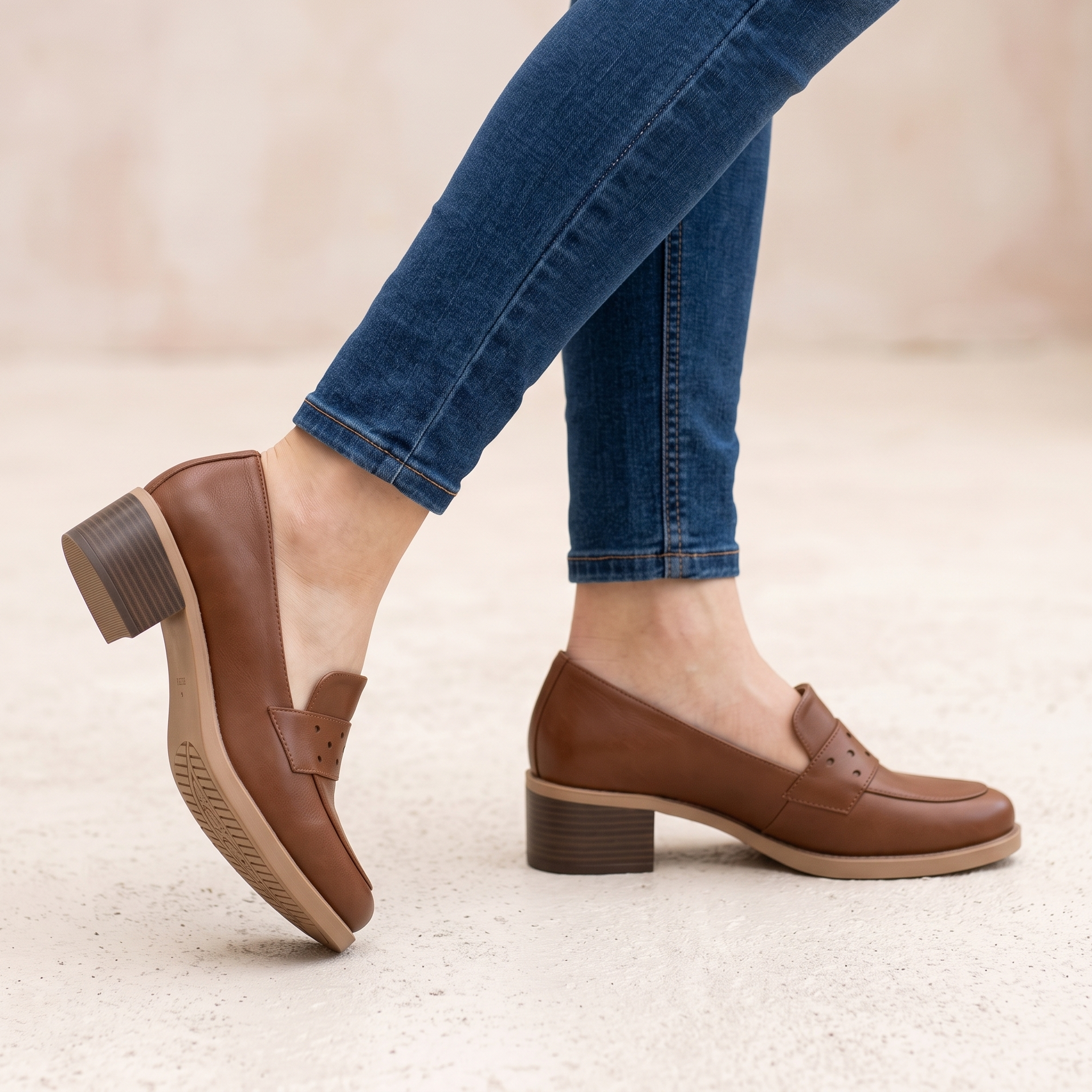 Mocasines con Tacón Cuadrado — Modelo Maria Paz