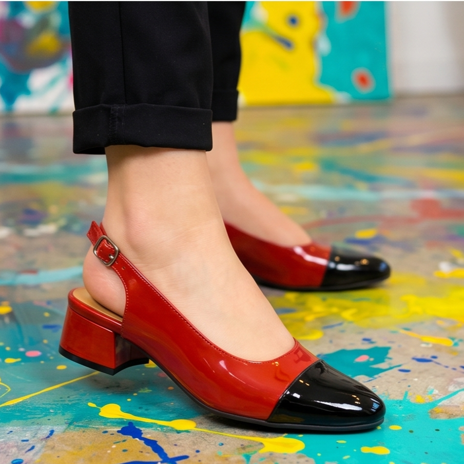 Zapatos de Charol con Punta Combinada — Modelo Capri