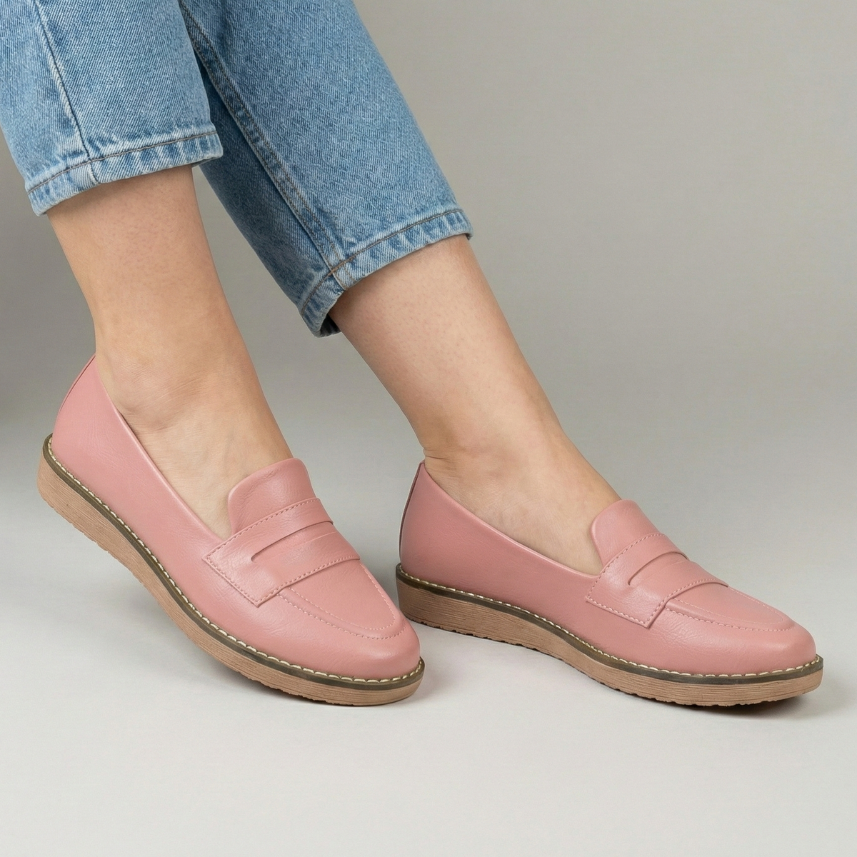Mocasines de Cuerina con Costuras — Modelo Ana Cristina