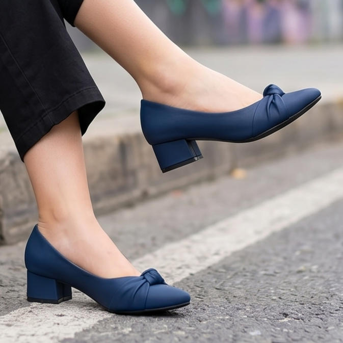 Zapatos Cerrados con Nudo y Tacón Bajo — Modelo Sandra