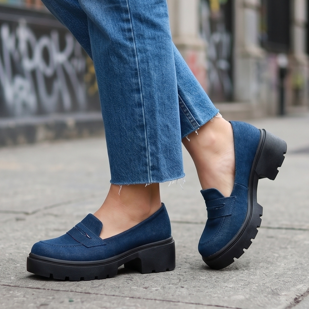 Mocasines de Gamuza con Plataforma — Modelo Eva